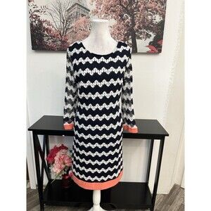Signature Camryn Women’s Shift Chevron Crochet Dress Size 16 Long Sleeve